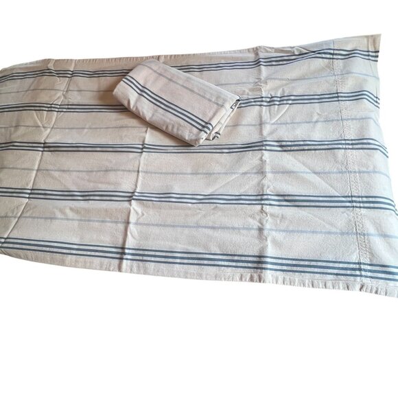 Ralph Lauren Other - RARE VTG Ralph Lauren King Pillowcases Set (2) Flax with Blue Variegated Stripes